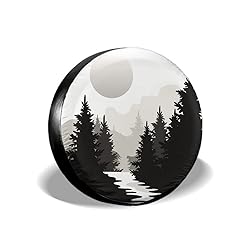 Abstract Moon Spare Tire Cover Mountain Tree