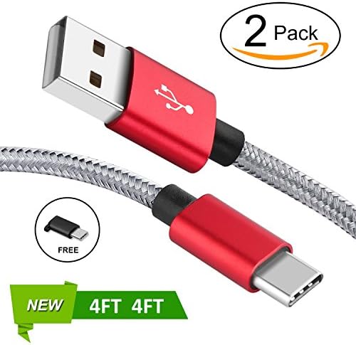USB Type C Cable [2 Pack],YSLYGHY USB C Cable Nylon Braided Cord Fast Charger USB 2.0 for Samsung Galaxy Note 8 S8 Plus,Google Pixel,LG V30 G6 G5 V20,Nintendo Switch,Macbook (4ft 4ft)