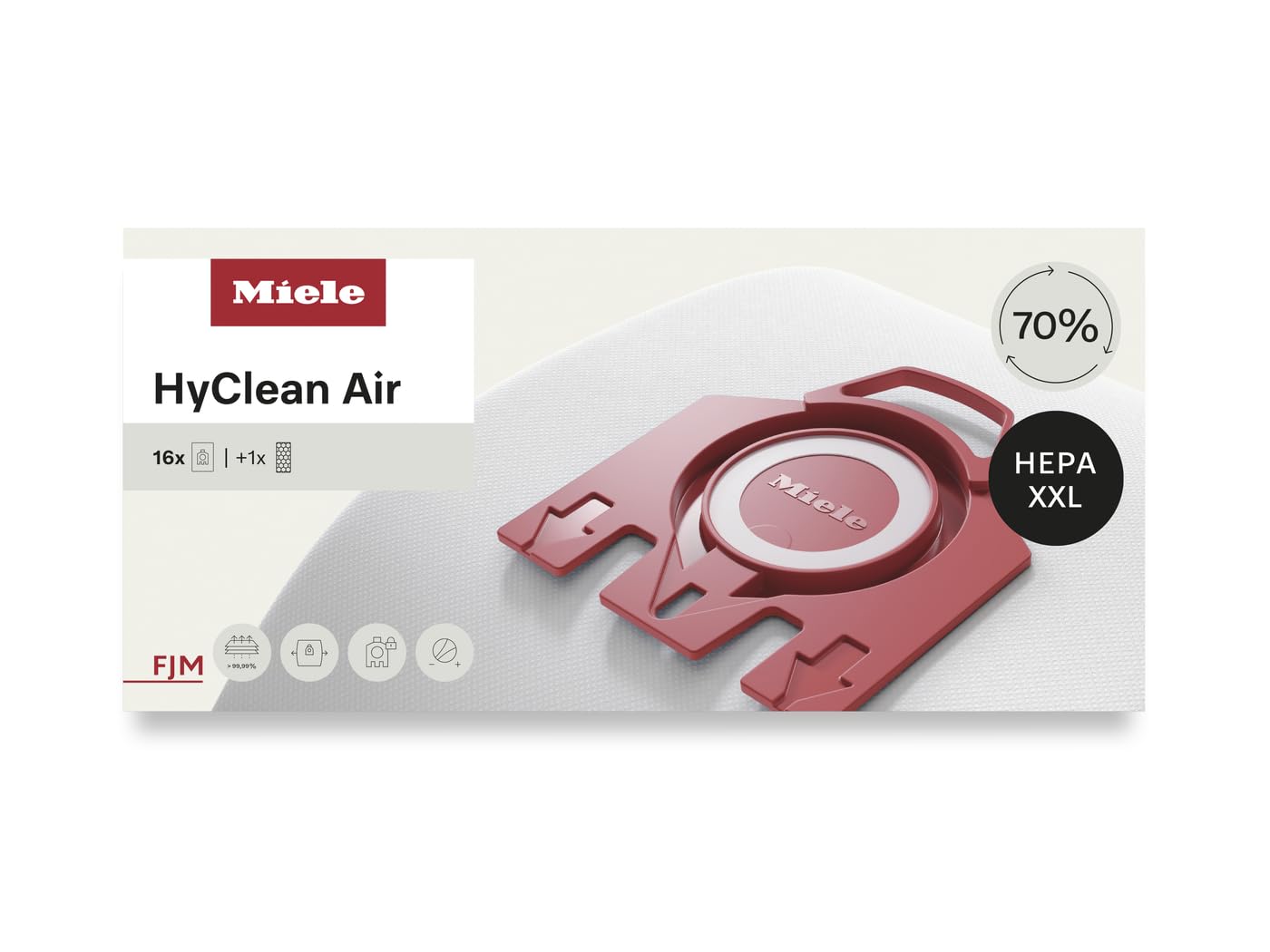 Photo 1 of Miele Genuine Performance Pack AirClean 3D FJM Vacuum Cleaner Bags, 16 x Bags, 1 x HEPA Filter – 10512520