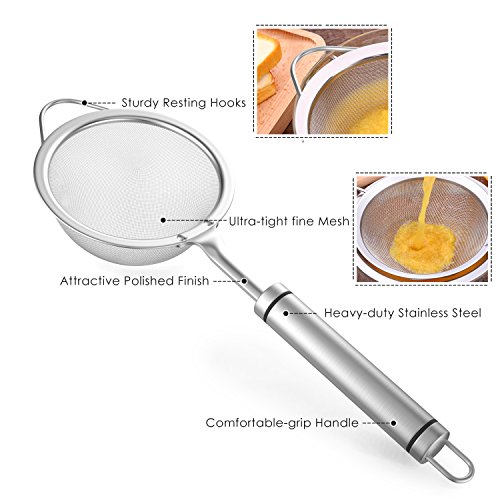 Nuovoware Mesh Strainer, 4 Inch Premium Stainless Steel Fine Mesh Food