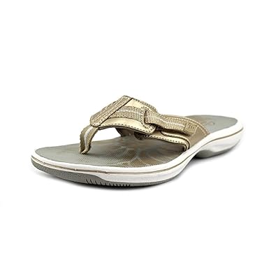 clarks flip flops gold