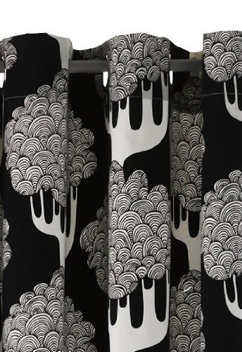 Ikea Curtains 2 Panels 57x98 Eyelet Heading Black Tree Floral