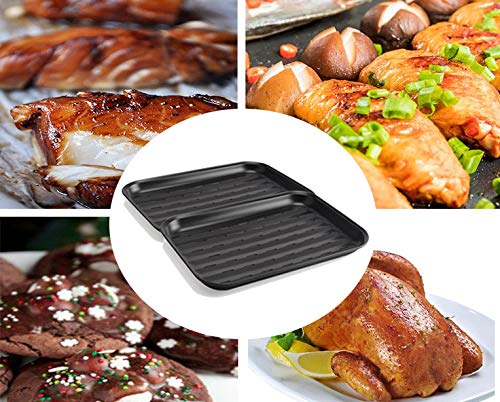 MZCH 2 Pack Non-stick Cookie Sheet,Rectangular Baking Pan Tray Sheet,Roasting Pan Rectangular Cookware Grill for Meat Beef Vegetables,Black,13.4\