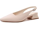 Mostrin Womens Chunky Low Heels D'Orsay Slingback Block Heel Pumps Closed Square Toe Dress Shoes for Work Office Daily Wedding