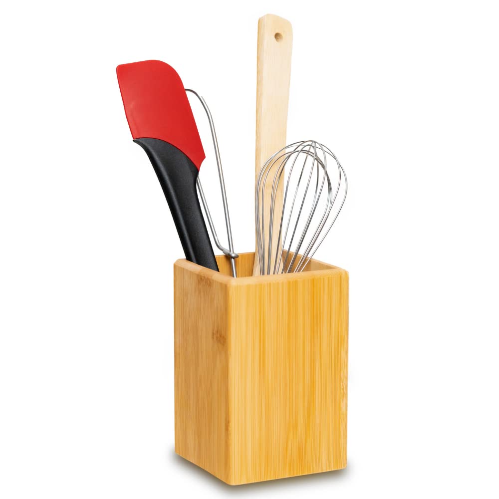Westmark Utensil Holder/Kitchen Organiser, square, dimensions: 13.5 x 10 x 10 cm, bamboo, Tapas + Friends, light brown, 69862270