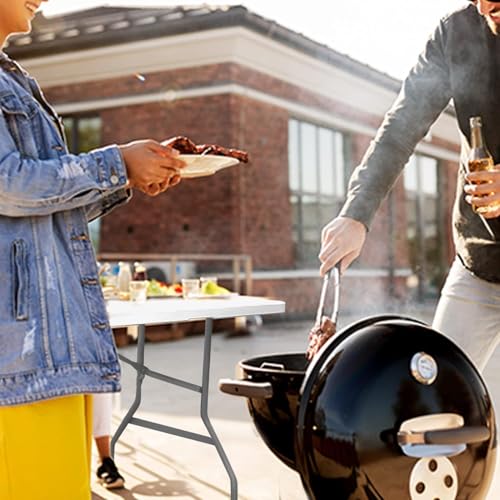 HiEthan 6FT Folding Table, Portable Heavy Duty Plastic Collapsible Card Table with Carrying Handle, Indoor Outdoor Use for Party Picnic Camping Barbecues