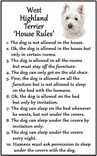 hiusan West Highland Terrier/Westie Gift - House Rules Funny Fridge Stickers Warning Stickers Peel and Stick Kitchen Home Decor 6