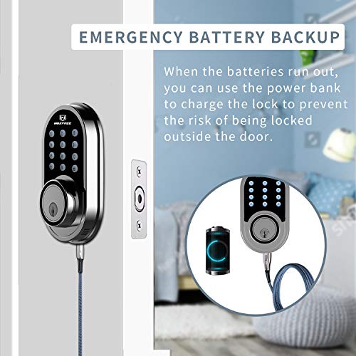 Electronic Deadbolt Door Lock, MAXFREE Keyless Entry Keypad Smart Deadbolt with 1-Touch Motorized Locking and 3 Backup Keys, for The Home, Office, Hotel and Garage - Thumbnail 5