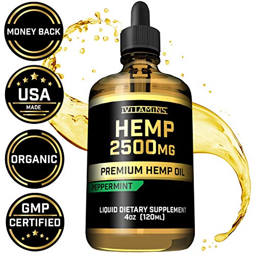 Hemp Oil for Pain Anxiety Relief :: 2500mg :: May Help with Stress, Pain, Anxiety, Sleep, Depression, Headaches + More :: Healthy for Hair, Skin, Nails :: Zero THC CBD Cannabidoil :: Peppermint Flavor