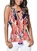 Astylish Women's Sexy Cut Out Halter Sleeveless Printed Ruffle Tank Tops with String Tassels