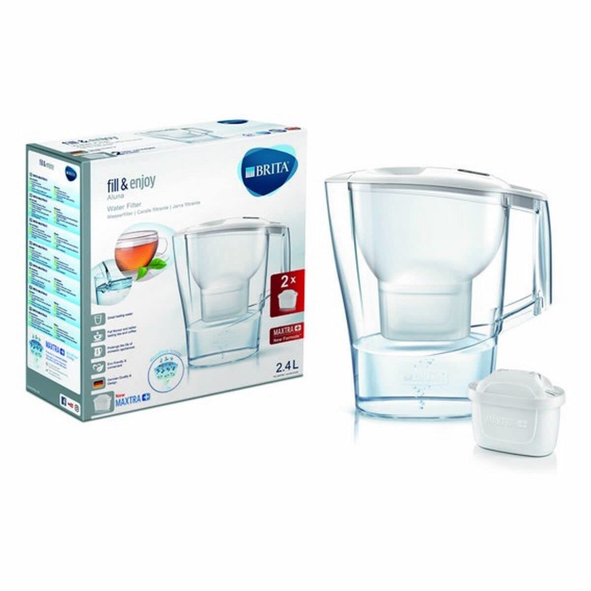 BRITA 1024024 Pitcher Water Filter 2.4L Transparent, White – Water Filter (265 mm, 110 mm, 275 mm, 990 g, 2 pc (S))