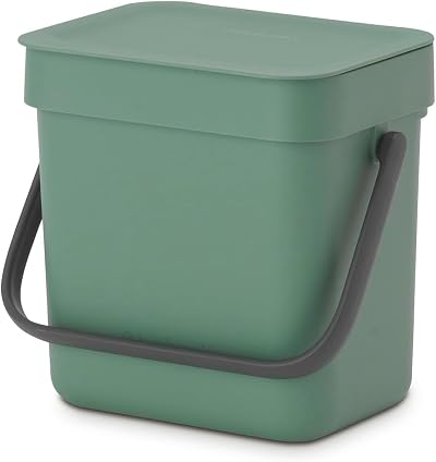 Brabantia Sort & Go Food Waste Bin 3L Fir Green Space Efficient Kitchen Compost