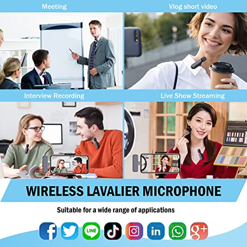 Wireless Lavalier Microphones with Charging Case, 2PCS Wireless Microphones for iPhone/iPad/android,Plug-Play,8H Duration,2.4G Ultra-Low Delay,for Video Recording Interview Podcast Vlog YouTube TikTok