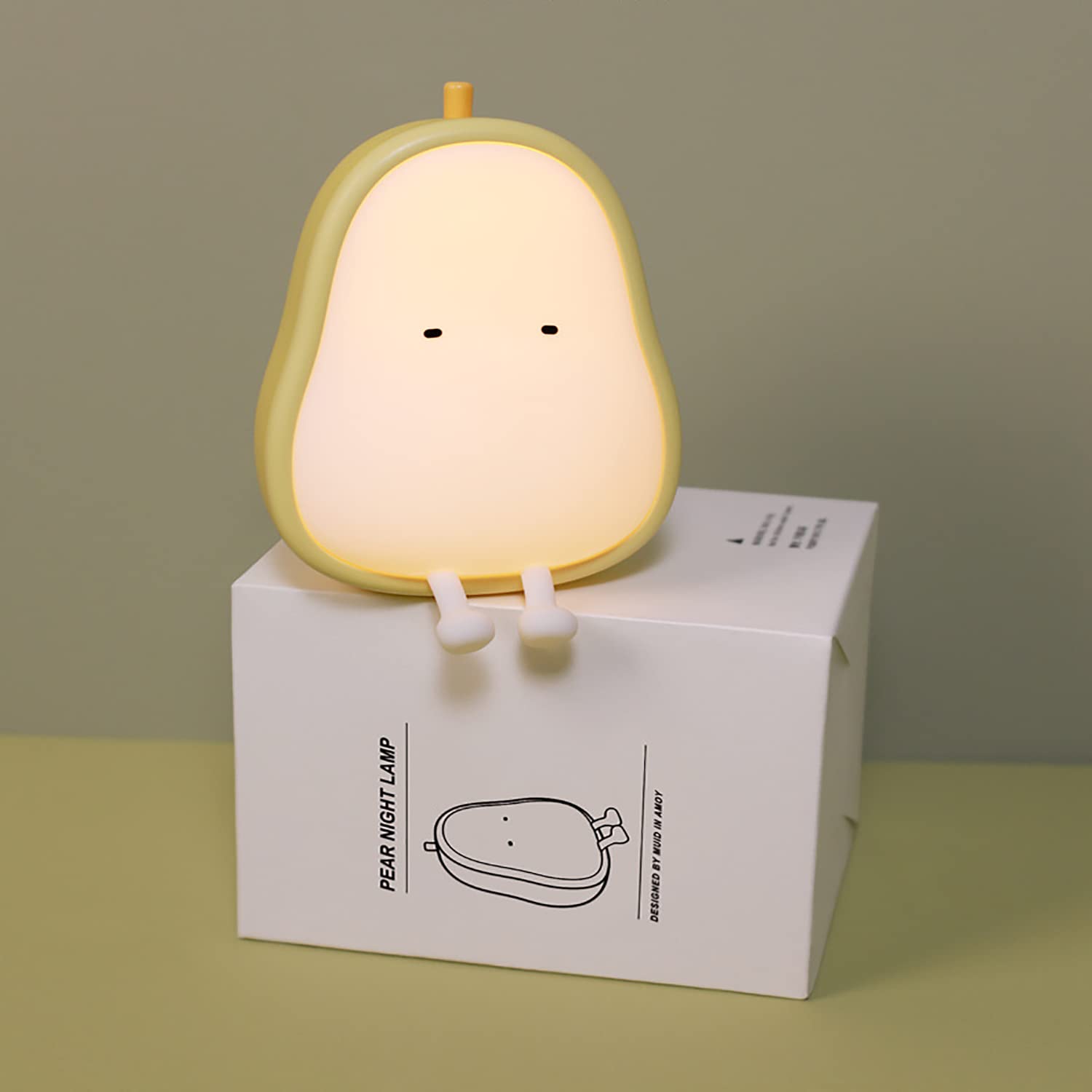 Verve Jelly Cute Pear Night Light, Gifts for Women Teen Girls Baby,Night Lights for Kids Bedroom, Cute Christmas Silicone Nightlights for Children Toddler