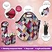 Tabkoe Insulated Neoprene Lunch Bag Set with Tote, Bottle Sleeve, 2 Can Insulators & Adjustable Crossbody Shoulder Strap | Washable, Reusable, Stretchy, Extra Large Travel Lunch box (Diamond Colorful)