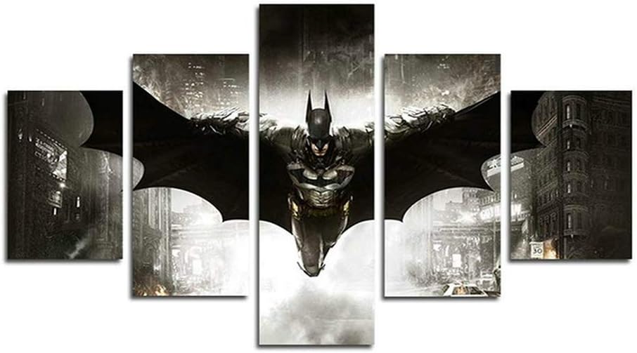 Orsit Prints 5 Pieces Batman Movie Canvas Painting Living Room Home Decoration Canvas Art Wall Poster (No Frame) 50inch x30 inch……