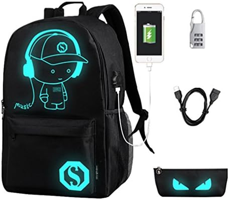 CHUN Luminous USB Children School Backpack Schoolbag 4-in-1 Lightweight Bookbag Laptop Bag School Bag Shoulder Bag