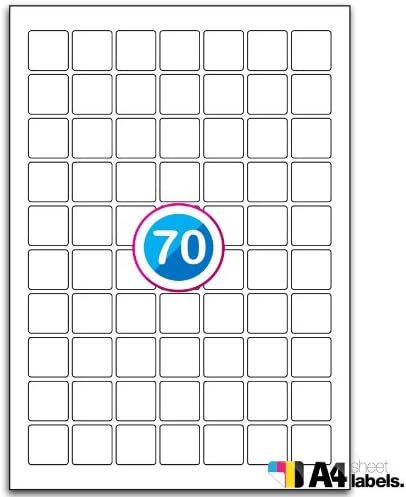 Multi Purpose White Peelable Square Labels - 70 Labels Per Sheet - 100 Sheets 25.4mm x 25.4mm