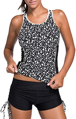 CICIDES Women's Racerback Tankini Set Boyshort Two Piece Bathing Suit Swimwear Swimsuit(S-XXXL)