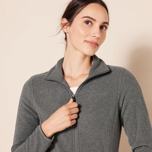 AMAZON ESSENTIALS WOMEN’S CLASSIC-FIT FULL-ZIP POLAR SOFT FLEECE JACKET (AVAILABLE IN PLUS SIZE), CHARCOAL HEATHER, 2X