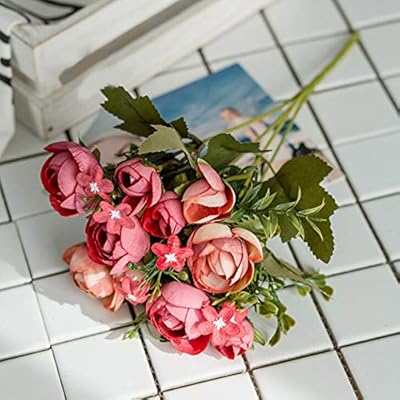 10 Têtes De Soie Rose Fleurs Artificielles Faux Bouquet
