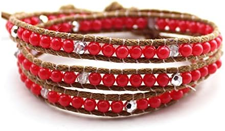 irena12 Frienship Bracelets for Women Cord Wrap Leather Bracelets Beads