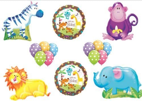 King Queen of Jungle Safari Fisher Price Welcome Baby Shower Balloon Bouquet Set by Balloon Emporium