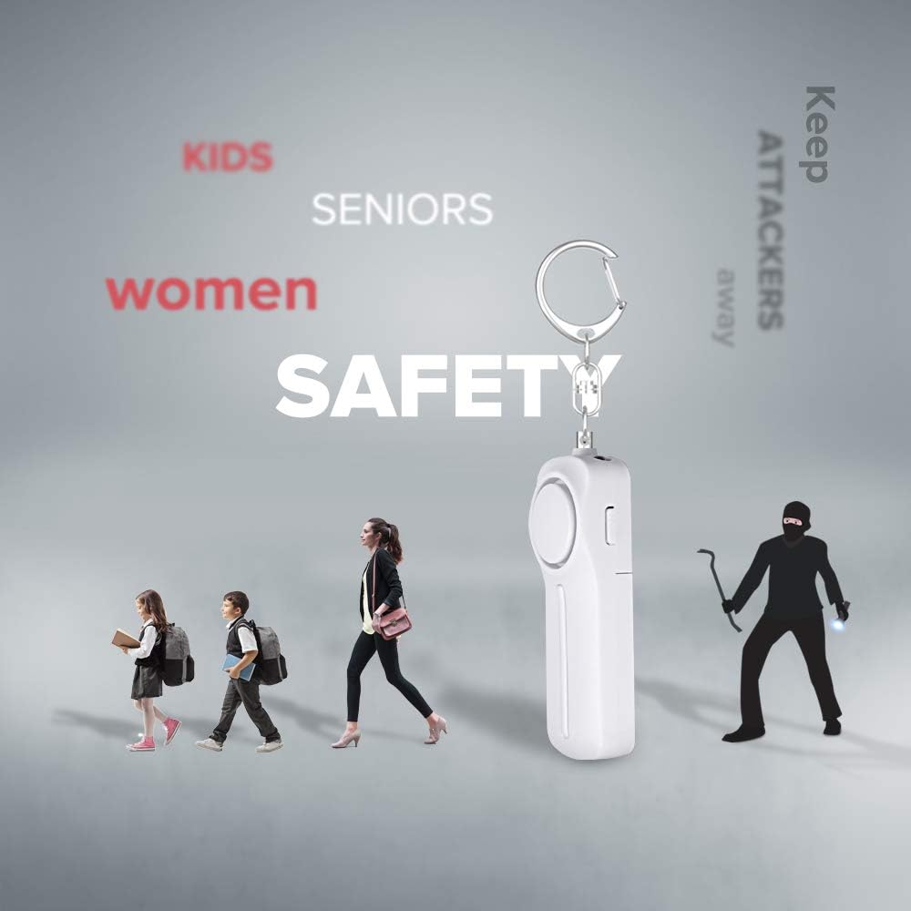 Portable Pocket Alarms Powered By 2aaa Batteries With Led Light For Self Defense Seniors 130db Loud