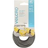VELCRO Brand One Wrap Thin Ties, Black & Gray, 8 x 1/2-Inch, 50 Count (90924)