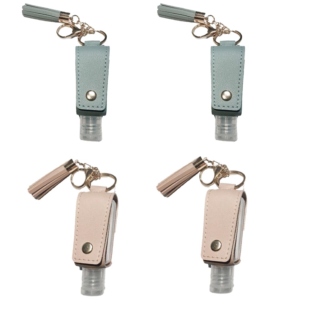 ZHUOEEDAAY Refillable Travel Bottles Empty Leakproof Plastic Travel Bottle with Leather Keychain Oil for Hand Sanitizer, Travel, Outdoor Activities, School (4)