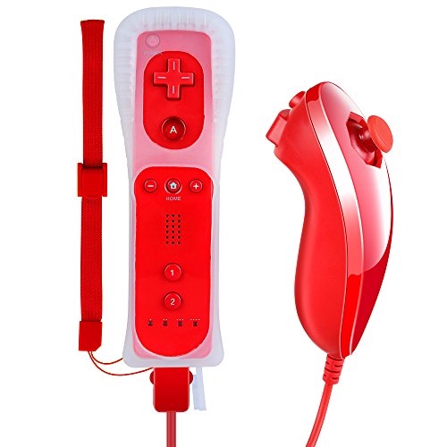 Remote Controller For Wii And Wii U,XW02 Nintendo Wii Remote Control and Nunchuck With Silicone Case Wrist Strap Built-in Vibration Motor For Wii And Wii U-hot red Remote Controller For Wii And Wii U,XW02 Nintendo Wii Remote Control and Nunchuck With Silicone Case Wrist Strap Built-in Vibration Motor For Wii And Wii U-hot red