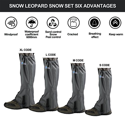 OUTAD Waterproof Outdoor Hiking Walking Climbing Hunting Snow Legging Gaiters(1 Pair) (Dark Grey, XL: 18.9" x 19.3" x 16.5") - Thumbnail 5