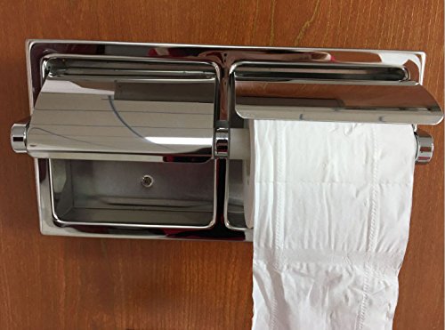 LUANT Recessed Double Roll Toilet Paper Holder for Bathroom Storage, Stainless Steel, Polished Chrome - Thumbnail 4