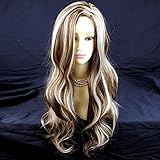 Fabulous Long Wavy BROWN mix Blonde Ladies Wig