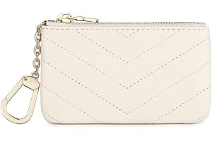 Masien Rauder Luxury Zip Key Chain Pouch | Mini Coin Purse Wallet Card Holder with Clasp | for Men Women (Cream - Leather)