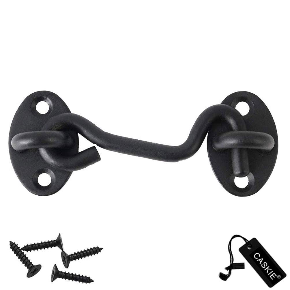 Cabin Hook Stainless Steel Latch and Eye Privacy Hooks Door Stay with Screws Lock for Gate Shutters Window Slide Barn Shed Patio Door - Matte Black