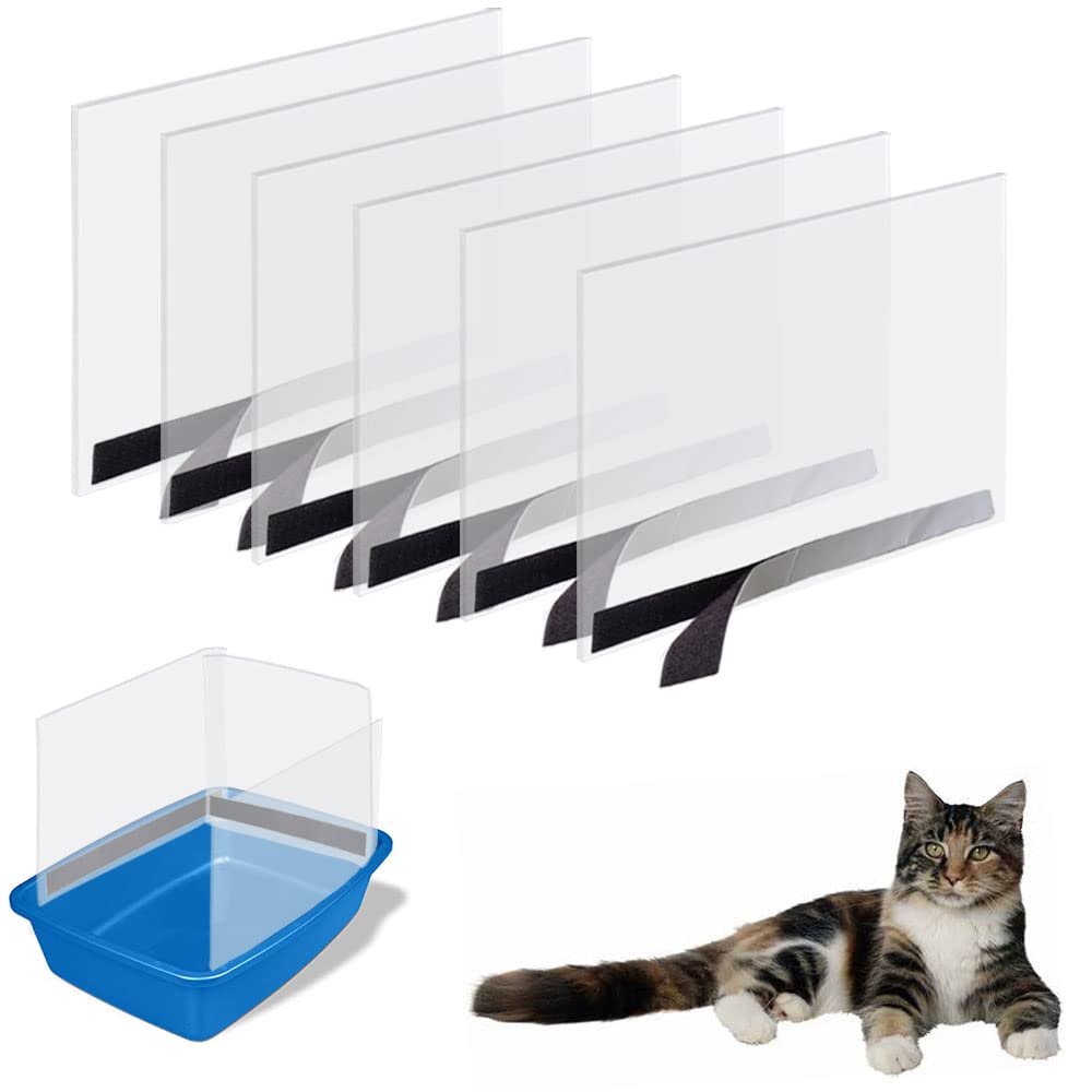 6 Pack Cat Litter Box Pee Shields, High Side Open Top Kitty Litter Pan Shield - Keep Litter In the Pan, (Litter Box Not Included)