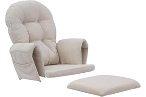 ROBBIN 5Pcs Glider Rocker Replacement Cushions with Storage for Indoor Nursery Glider Rocking Chair,Beige
