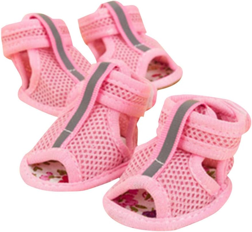 youeneom Dog Shoes Boots,Pet Dog Summer Shoes Boots Booties with Breathable Outdoor Mesh Nonslip Rubber Soles to Protect Hardwood Floor and Prevent Scratching Licking (2 Pack) (Pink, L)