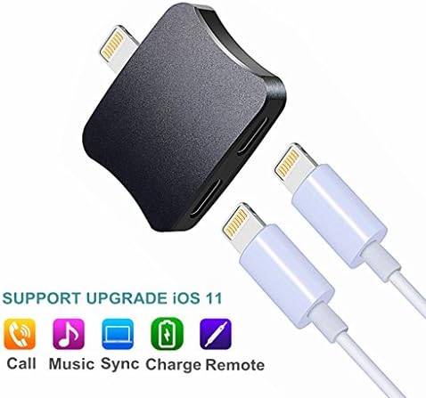 iPhone7 Adapter iPhone 7 Lightning Splitter 2 in 1 Headphone Audio Charge Adapter for iPhone 7/7Plus,Support Calling and Headphone Remote Control (Suport iOS 11 and later) JWAIT,Black