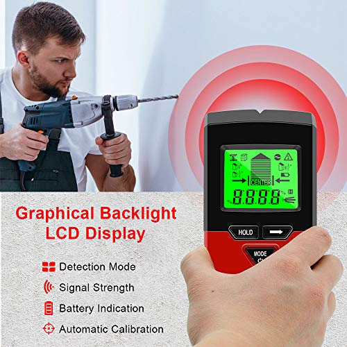 Stud Finder Wall Scanner,VSTM 5 in 1 Electronic Stud Sensor Wall Detector & Digital Angle Finder Level Gauge with LCD Display for Center Edge Finding Wood AC Wire Metal Studs Level Angle Detection - Thumbnail 6