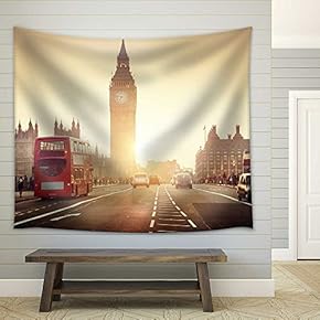 Westminster Bridge at Sunset, London, UK - Fabric Wall Tapestry Home Decor - 51x60 inches