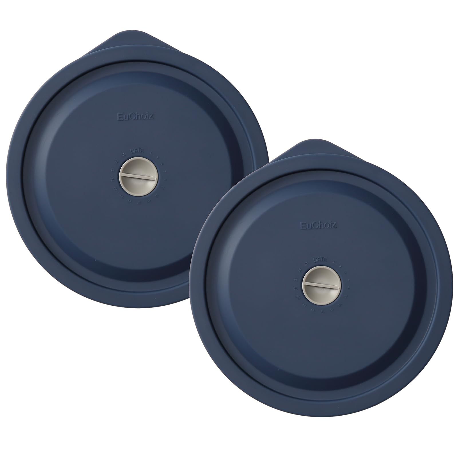 Photo 1 of Replacement Lids for Pyrex 7201-PC 4 Cup, Silicone Round Storage Cover Lid for Anchor Hocking Glass Bowl 2 Pack with Date Mark Dark Blue