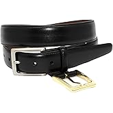 Torino Leather Glazed Kipskin Double Buckle Option Dress Belt - Black 36