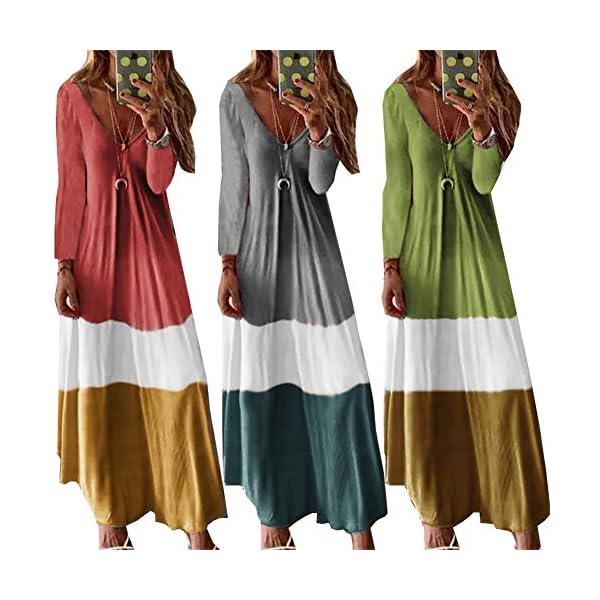Fansu Vestidos Largos Casual Talla Grandes Mujer Boho Maxi Dress Fiesta Vestido Elegantes Sexy Cuello en V Fiesta Ropa… | DeHippies.com