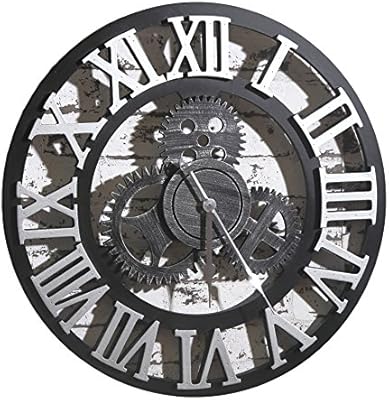 Amazon Co Jp Greem Market グリームマーケット 壁掛け時計 掛け時計 ウォール クロック 歯車風 時計 ゴールド 大きい 50cm インテリア ブルックリン アンティーク 文字盤 英数字 品番 Gms シルバー ホーム キッチン