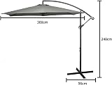 GardenCo 3m Cantilever Banana Parasol with Weatherproof Cover Grey view 7