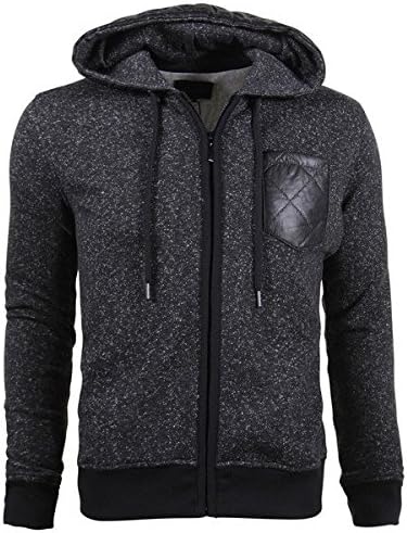 Fresh Brand Men's Marled Hoodie Sweater - Full Zip Front with Chest Pocket