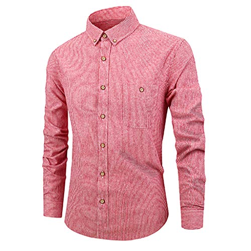 iYYVV Men‘s Long Sleeve Stripe Button Painting Large Size Casual Top Blouse Shirts