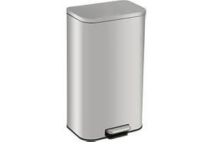3.2 Gallon Stainless Steel Step Trash Can with Soft-Close Lid & Removable Inner Bucket - Silver for Kitchen, Office & Bathroo